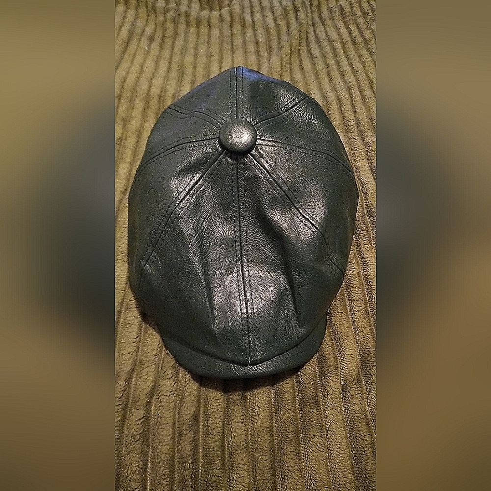 Faux leather cap